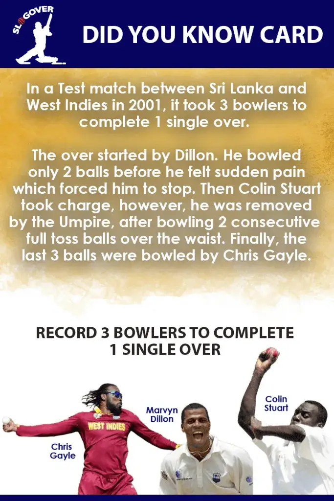 SL vs WI 2001 : Record 3 bowlers to complete 1 single over