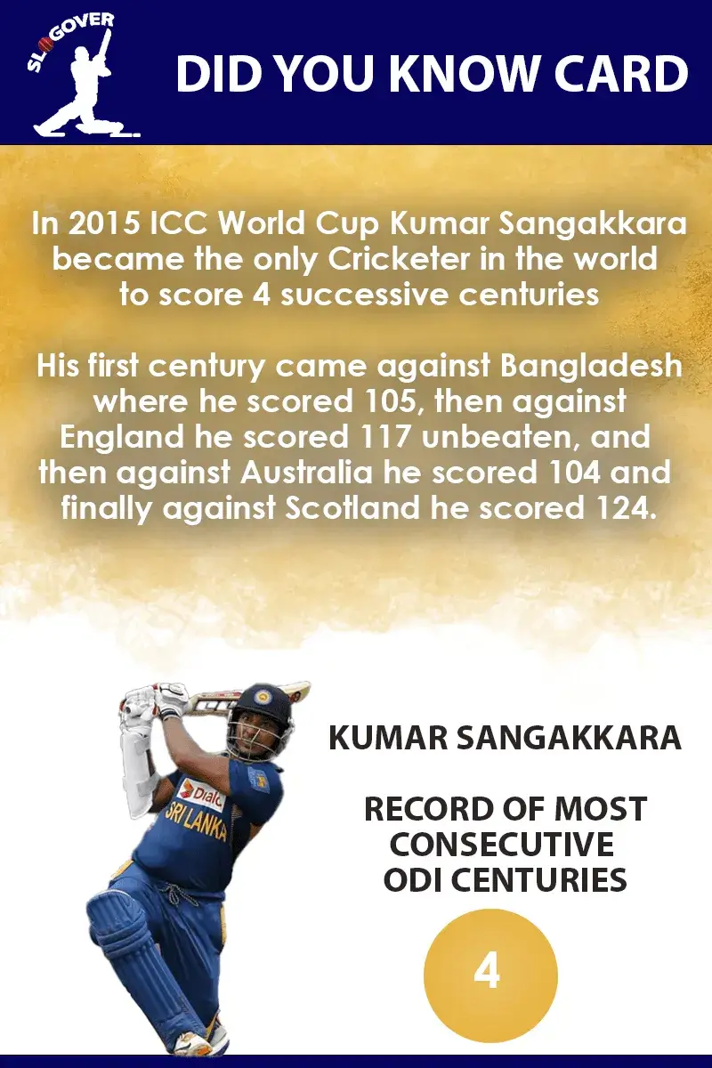 Kumar Sangakkara : The Man who holds the record of Most Consecutive ODI Centuries