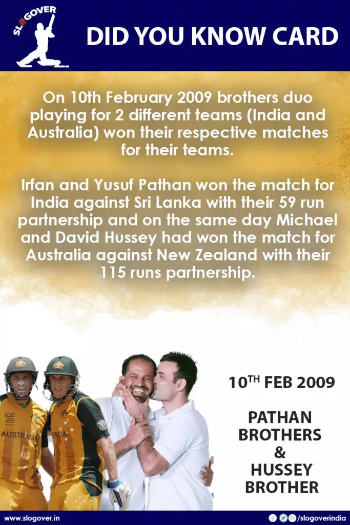 Pathan Brothers & Hussey Brother : The Brotherhood Day of 10th February 2009