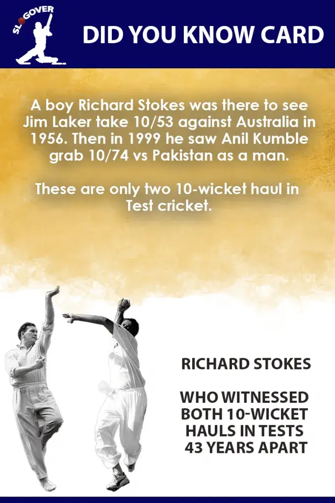 Richard Stokes who witnessed two 10-Wicket Hauls In tests 43 Years apart, missed to see the 3rd one by Ajaz Patel