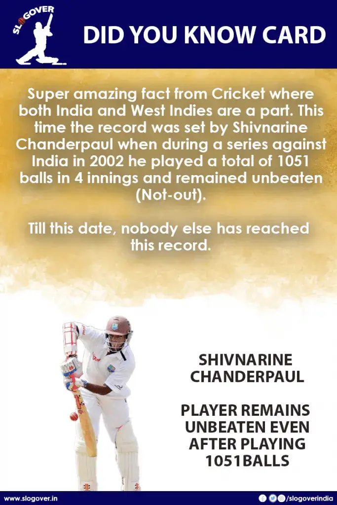 Shivnarine Chanderpaul : Player Remains Unbeaten Even After Playing 1051 balls