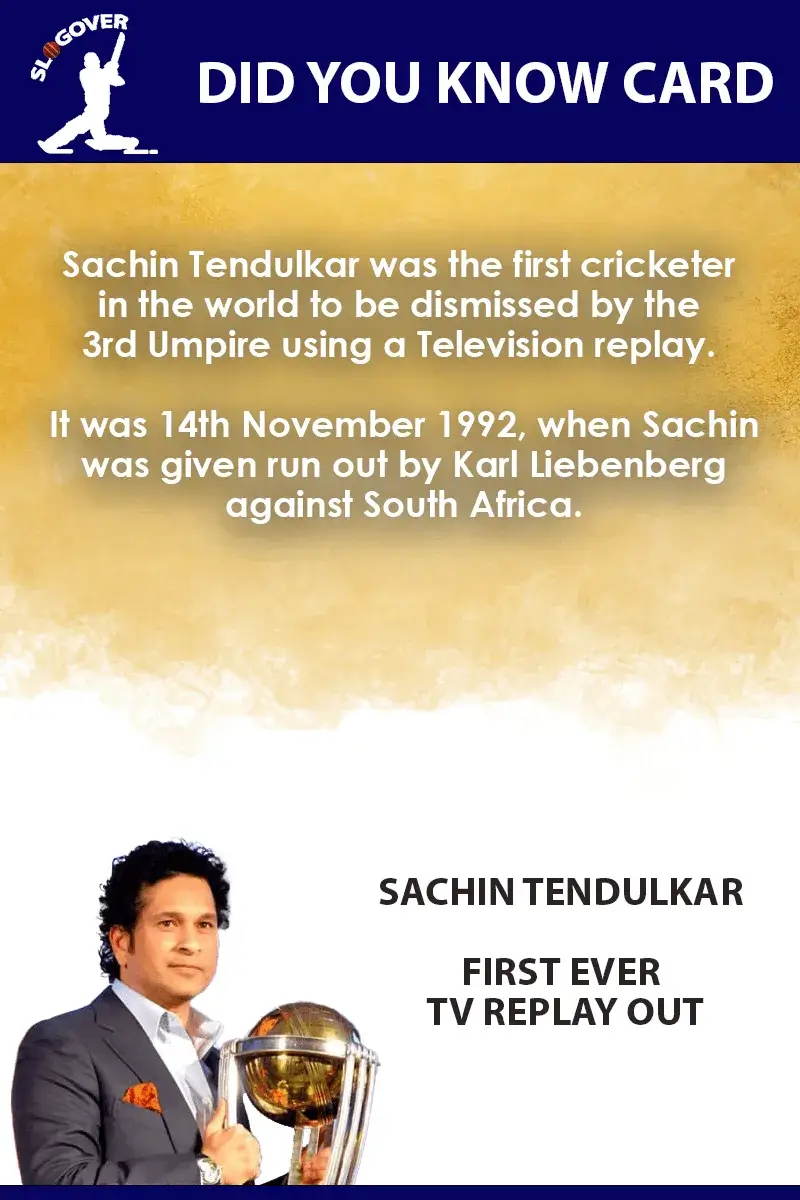 Sachin Tendulkar was the First Ever TV Replay Run Out