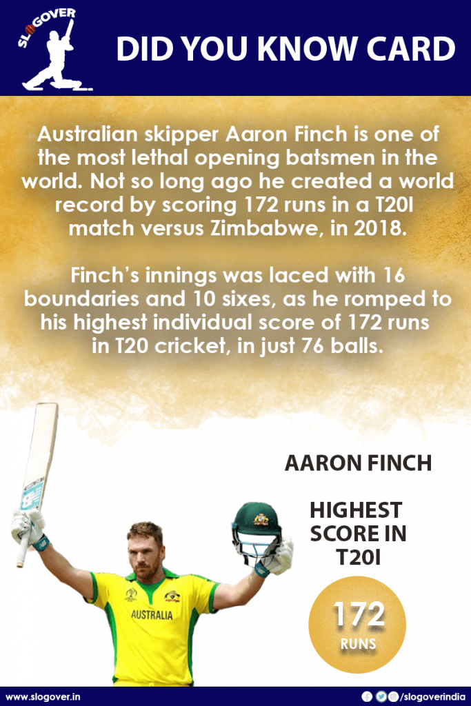 Aaron Finch, Highest Individual Score in T20 International, 172 Runs