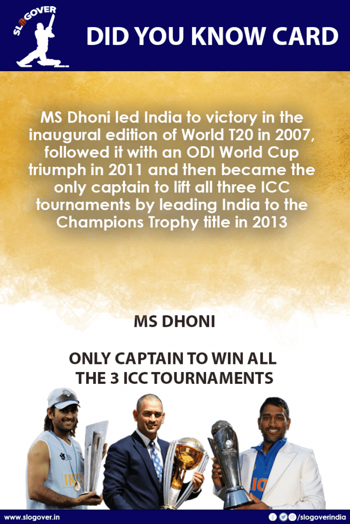 MS Dhoni, Only captain to win all the three ICC tournaments
