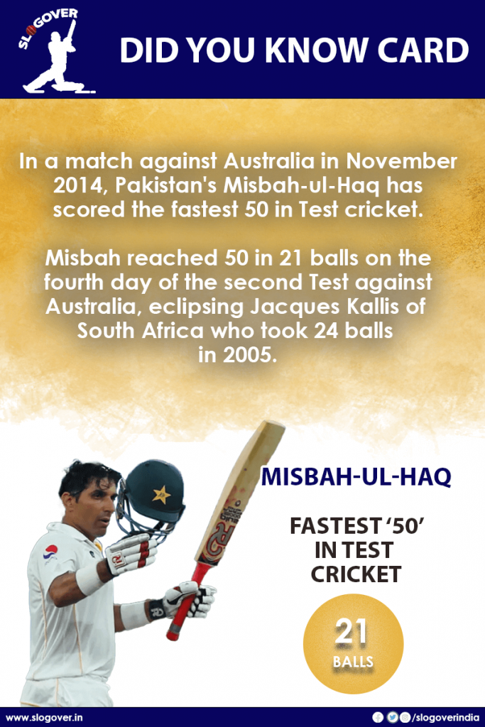Misbah-ul-Haq records Fastest 50 in Test cricket, in just 21 Balls