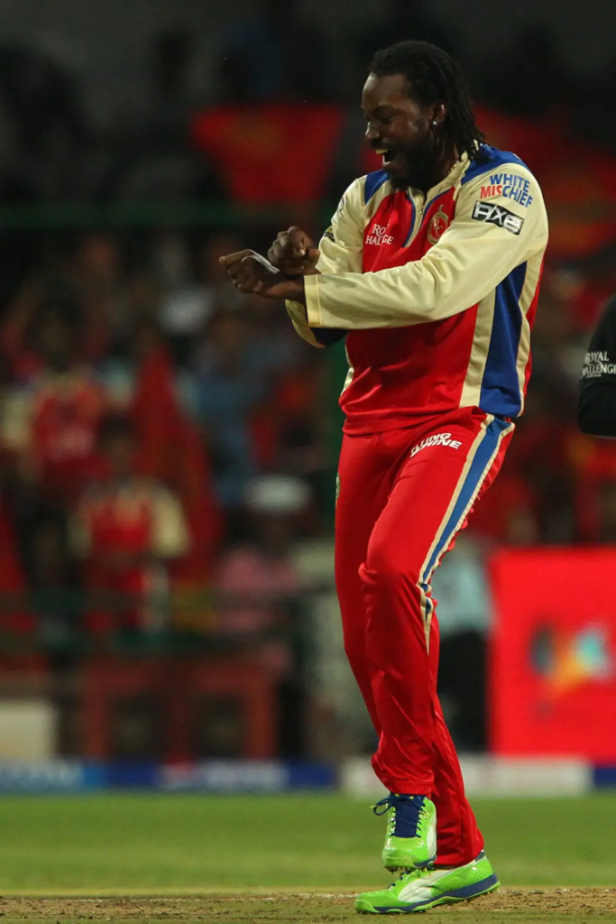 Chris Gayle celebrates in IPL