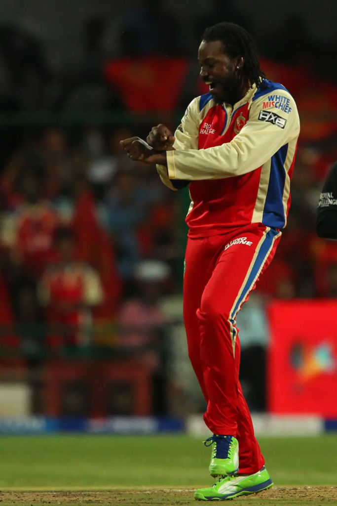 Chris Gayle celebrates in IPL