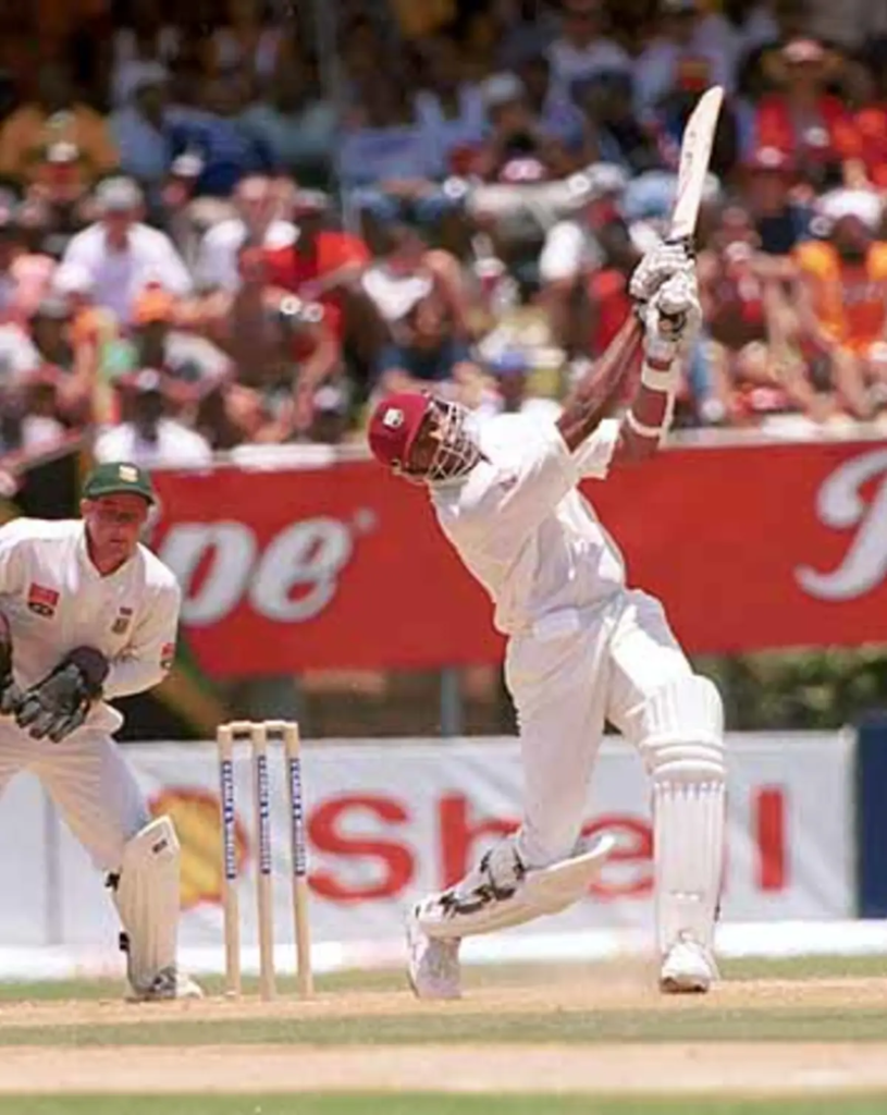Courtney Walsh with a trademark stroke in his last Test innings